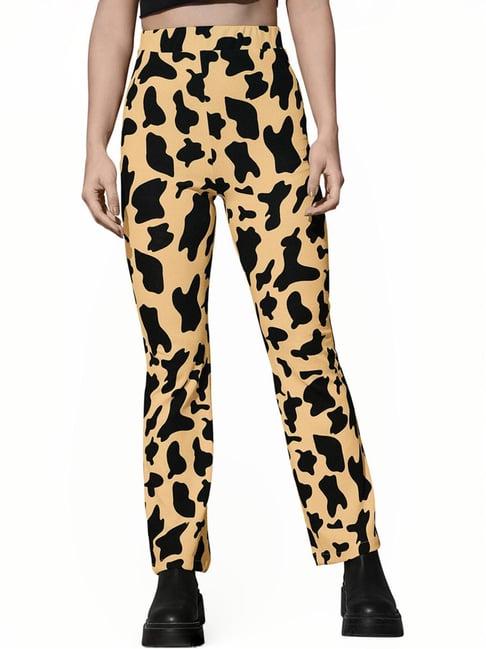 odette beige printed bootcut pants