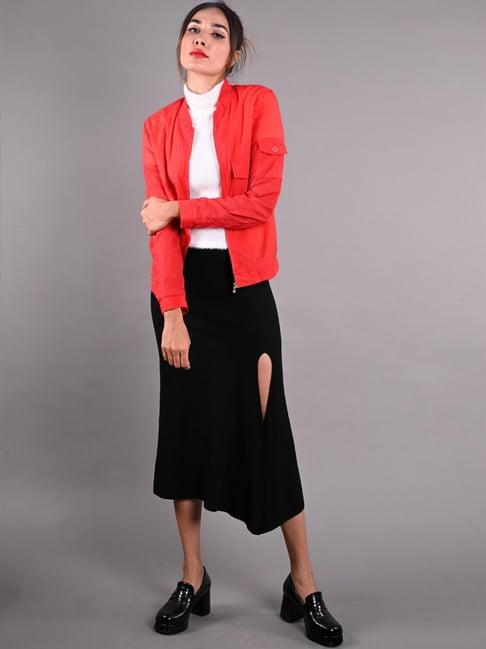 odette red regular fit jacket