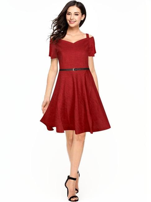 odette maroon a-line dress