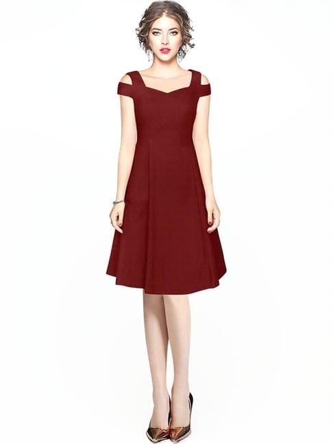 odette maroon a-line dress