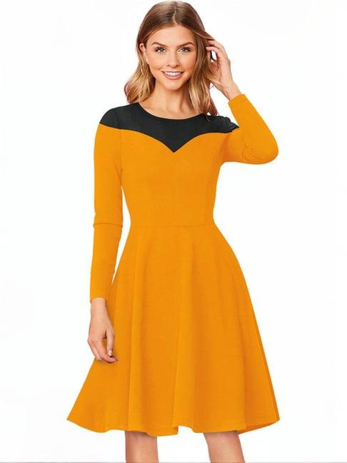 odette yellow color-block a-line dress