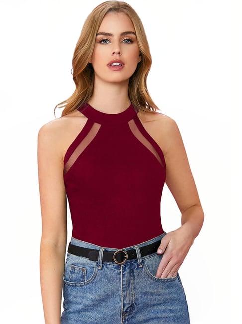 odette maroon regular fit top