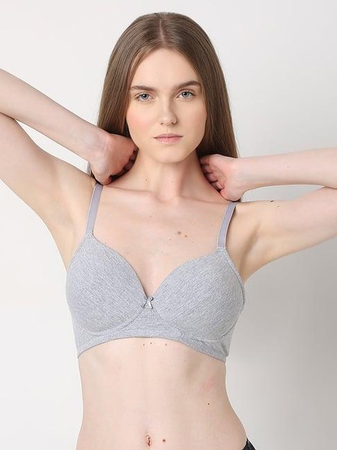 vero moda intimates grey melange non-wired full coverage bra