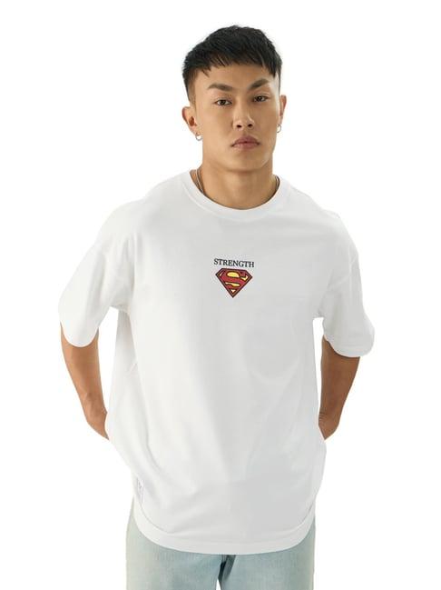 the souled store superman: strength white oversized t-shirt