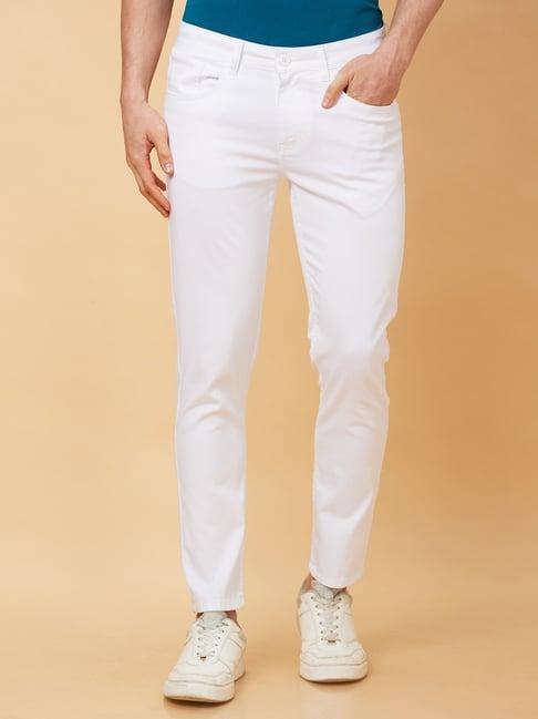 being human white super slim fit trousers