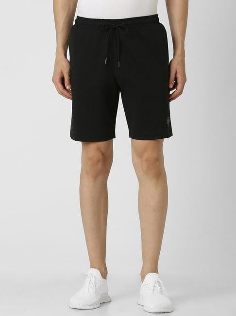 van heusen black regular fit printed shorts