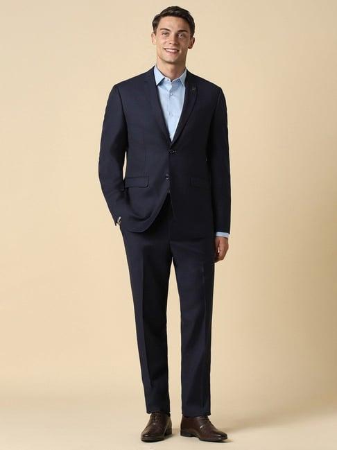 allen solly navy slim fit texture two piece suit