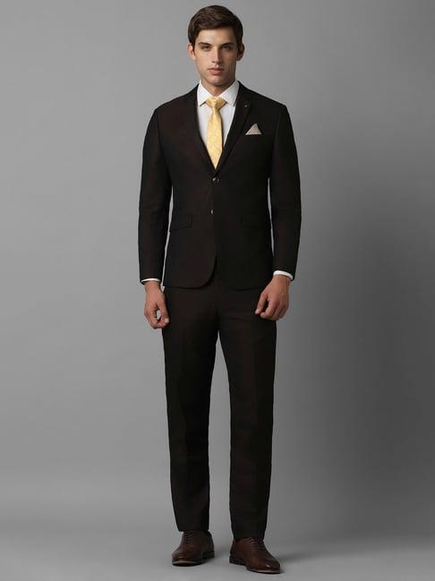 louis philippe brown slim fit texture two piece suit