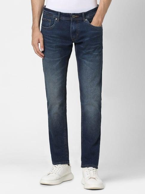 peter england navy cotton skinny fit jeans