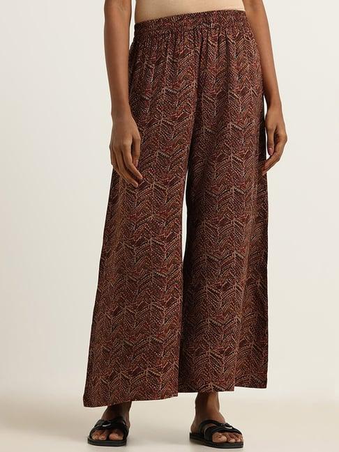 utsa by westside maroon printed palazzos