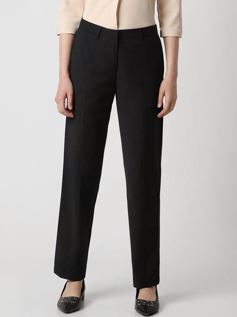 van heusen black mid rise formal trousers