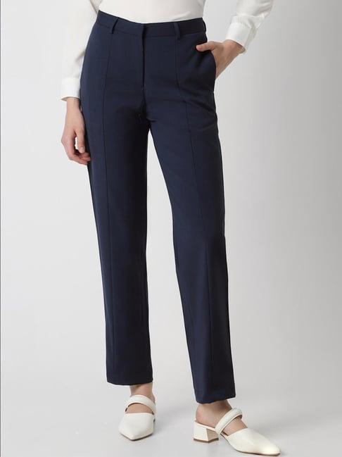 van heusen navy mid rise formal trousers