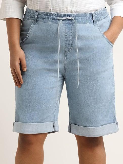 gia by westside blue mid rise denim shorts