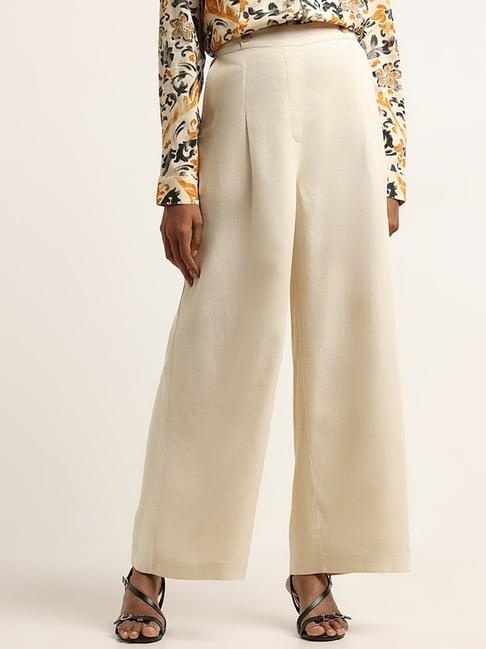 lov by westside cream high rise wide-leg pants