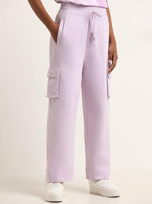 studiofit by westside lilac mid rise loose fit track pants