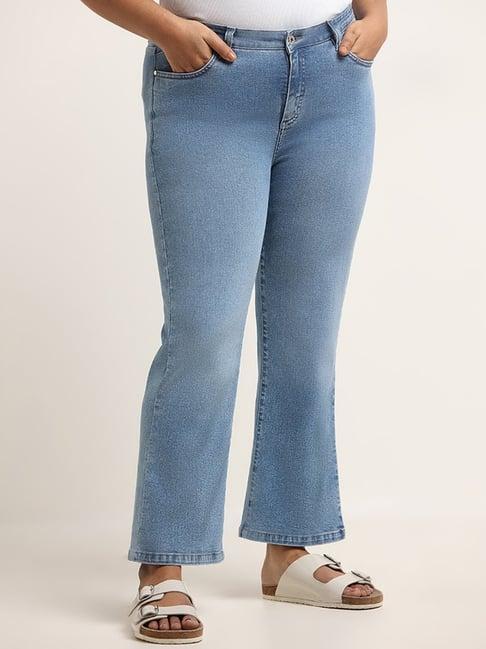 gia by westside blue mid rise straight fit denim jeans