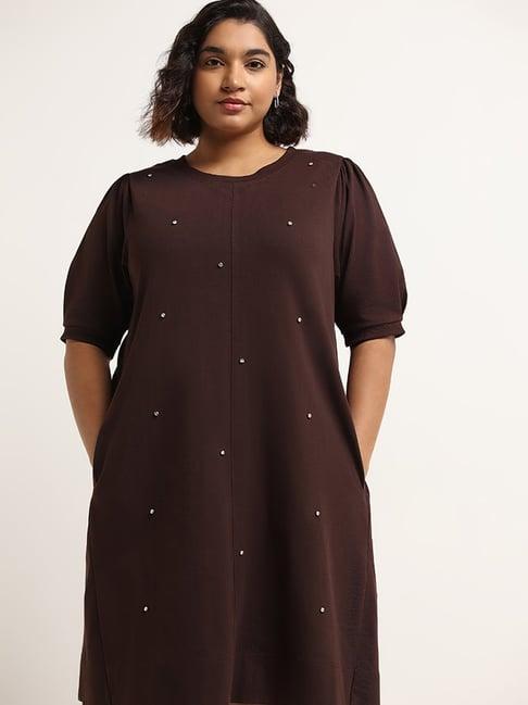 gia by westside brown rhinestone straight dress