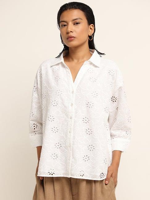 lov by westside white schiffli shirt