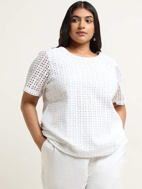 gia by westside white eyelet knit top