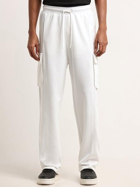 studiofit by westside white mid-rise straight-fit cargo pants