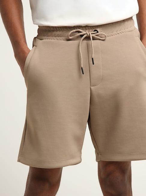 studiofit by westside beige textured relaxed fit shorts