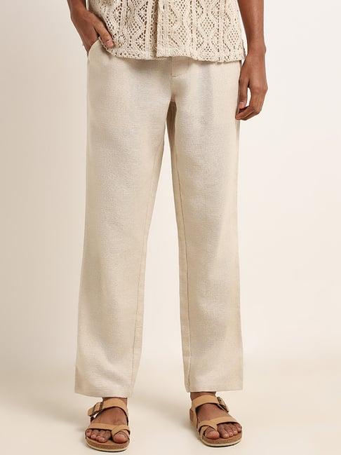 eta by westside beige relaxed-fit pants