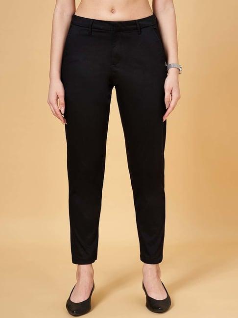 annabelle by pantaloons jet black slim fit pants