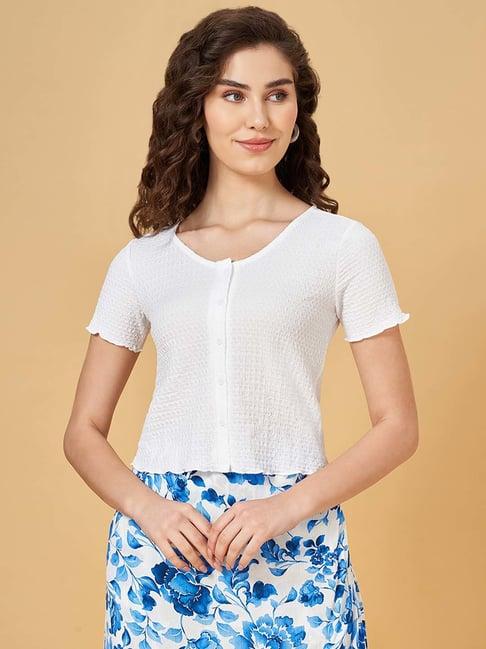 honey by pantaloons star white self pattern top