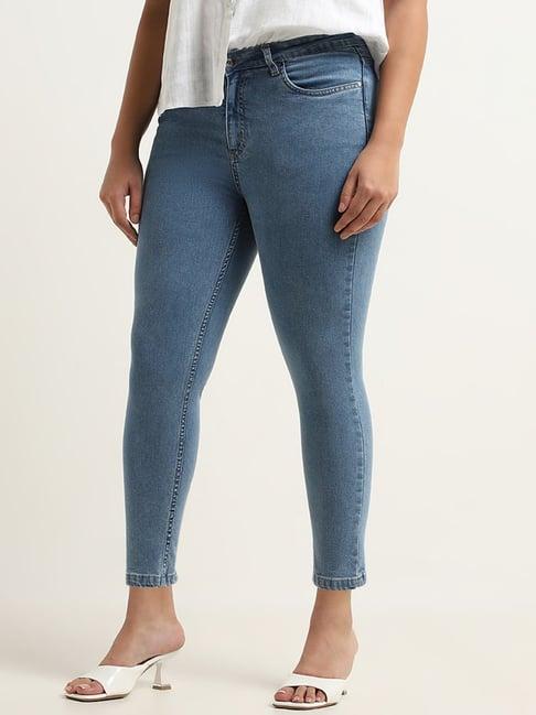 gia by westside blue mid rise skinny fit jeans