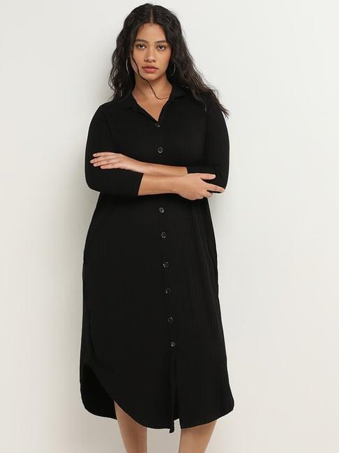 gia by westside black ribbed design shirt dress