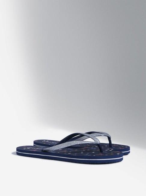 luna blu by westside navy floral flip-flop