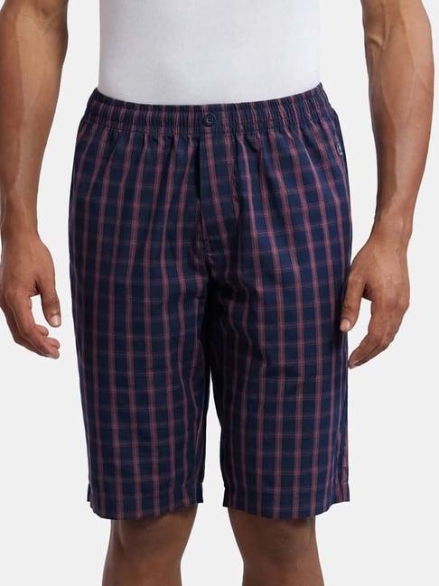 jockey blue regular fit check lounge shorts