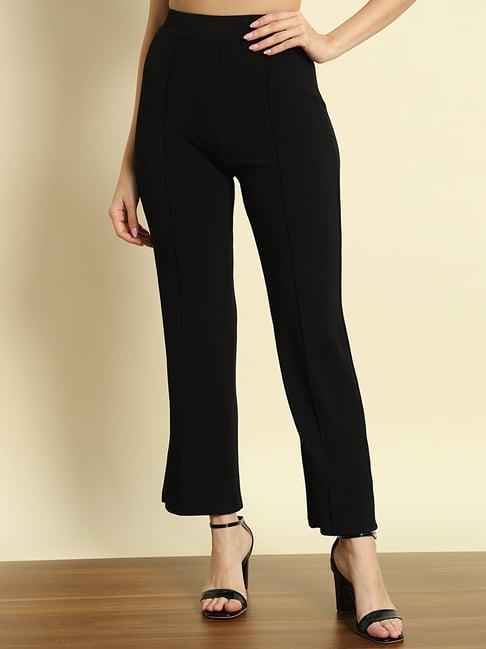 trend arrest black straight fit high rise trousers