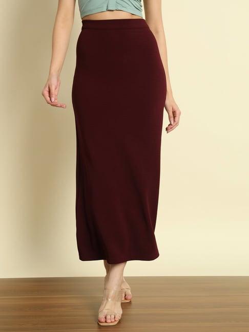 trend arrest maroon maxi skirt