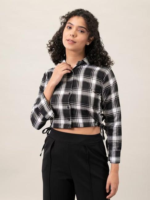 buynewtrend black check shirt