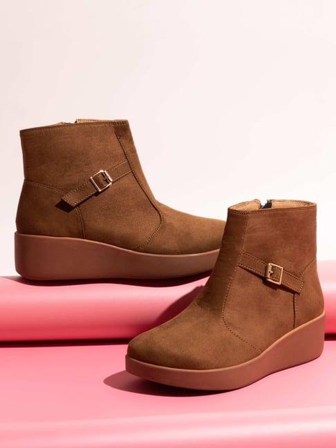 inc.5 women's tan wedge booties