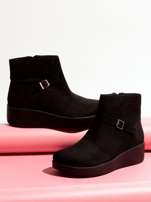 inc.5 women's black wedge booties