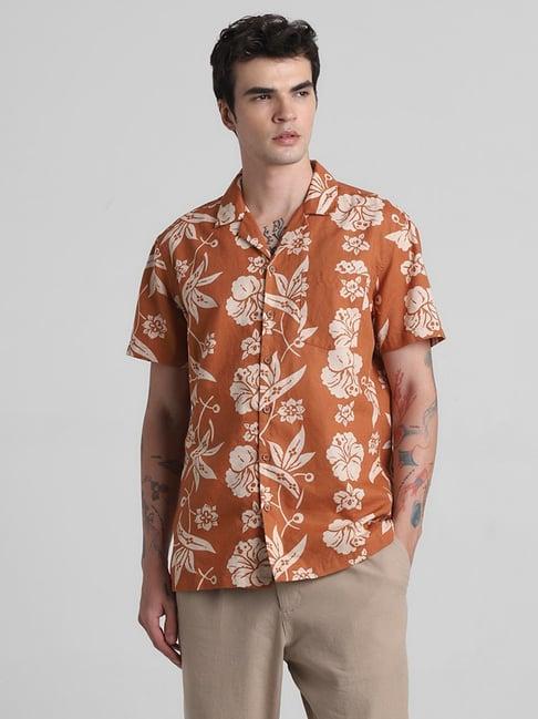 jack & jones amberglow cotton regular fit printed shirt