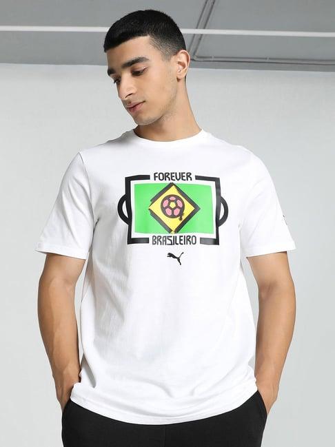 puma neymar jr white regular fit printed football t-shirt