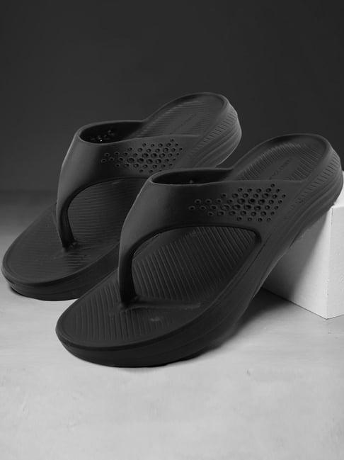 red tape men's black flip flops