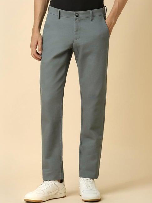 allen solly grey cotton slim fit trousers