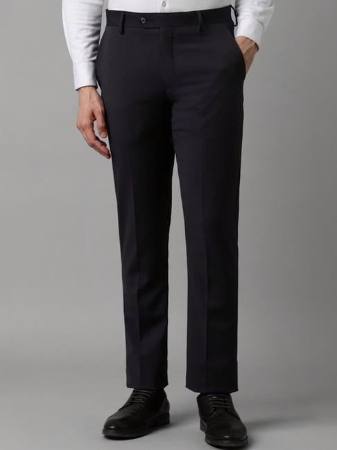 louis philippe black slim fit texture trousers