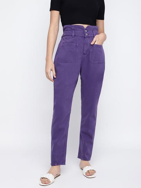 tales & stories purple regular fit high rise jeans