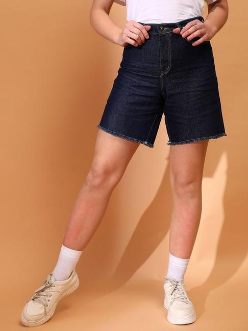 tales & stories dark blue regular fit shorts