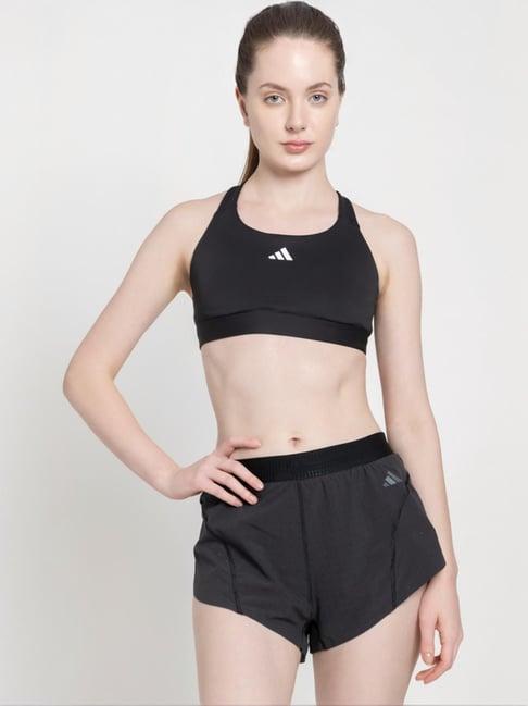 adidas black logo print sports bra