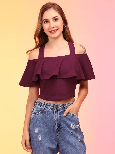 globus wine regular fit crop top