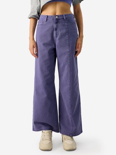 the souled store purple flared fit high rise jeans