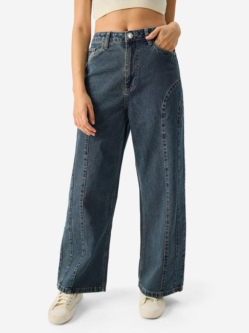 the souled store blue flared fit high rise jeans