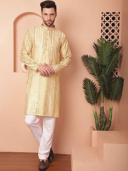 jompers golden regular fit embroidered kurta bottom set