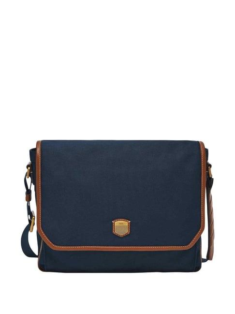 fossil navy blue solid messenger bag